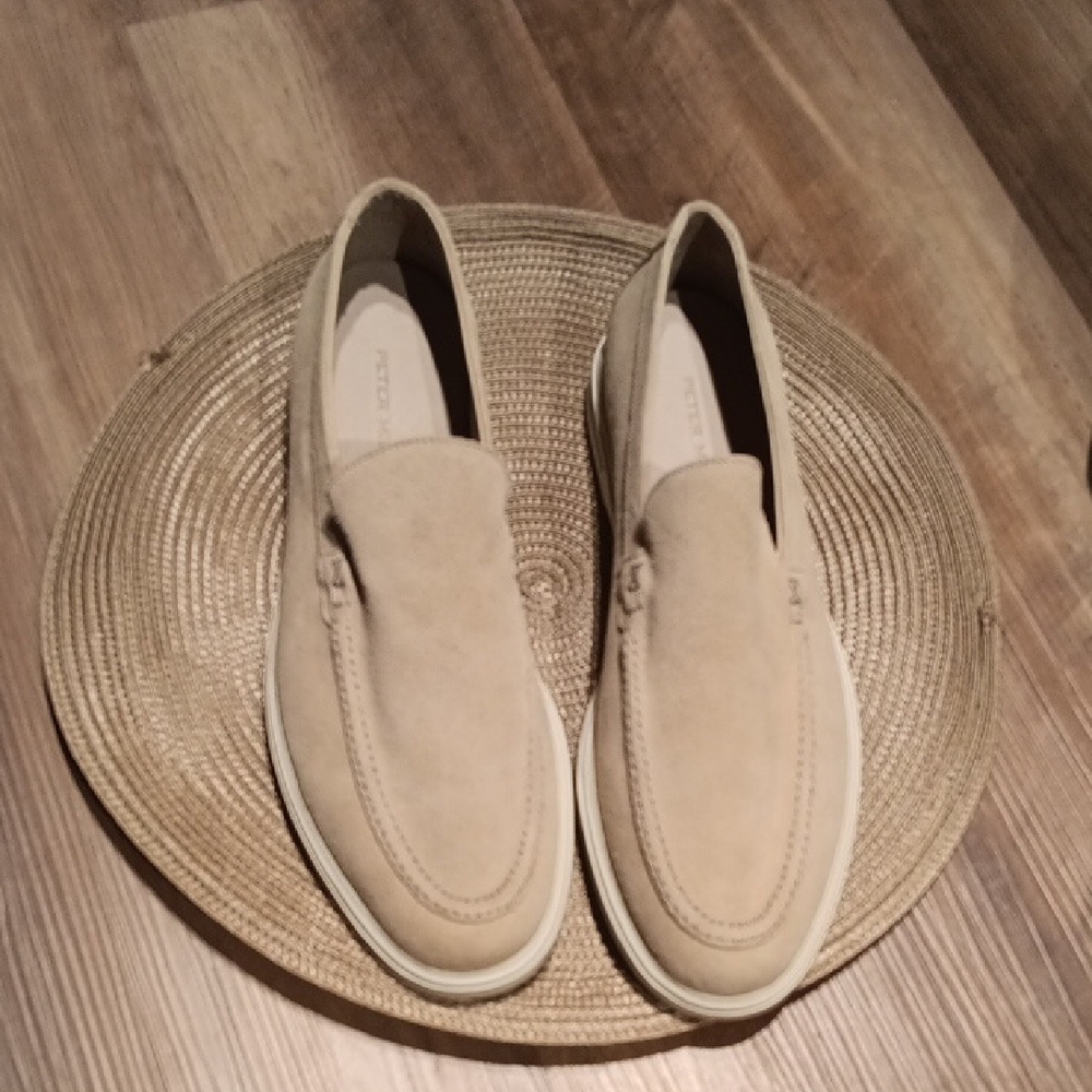 Peter Miller Men's Suede Slip-On Loafers in Cream Color